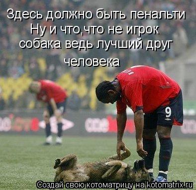 Котоматрица: Здесь должно быть пенальти Ну и что,что не игрок собака ведь лучший друг человека