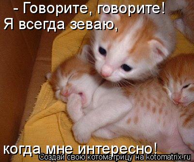 Котоматрица: - Говорите, говорите! Я всегда зеваю, когда мне интересно!