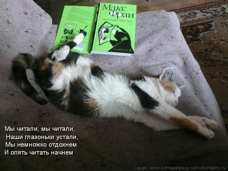 Наши глазоньки устали, Наши глазоньки устали, Мы читали, мы читали, Мы немножко отдохнем И опять чита... Котоматрица: Наши глазоньки устали, Наши глазоньки устали, Мы читали, мы читали, Мы немножко отдохнем И опять читать начнем