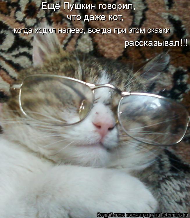 Ещё Пушкин говорил, что даже кот, когда ходил налево — всегда при этом сказки рассказывал! Ещё Пушкин... Котоматрица: Ещё Пушкин говорил, что даже кот, когда ходил налево — всегда при этом сказки рассказывал! Ещё Пушкин говорил, что даже кот, когда ходил на