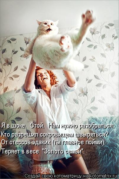 Кто разрешил сокровищем швыряться? Я в шоке. Стой. Нам нужно разобраться: Теряет в весе "Золото се... Котоматрица: Кто разрешил сокровищем швыряться? Я в шоке. Стой. Нам нужно разобраться: Теряет в весе "Золото семьи". От стессов эдаких (ты главное пойми):