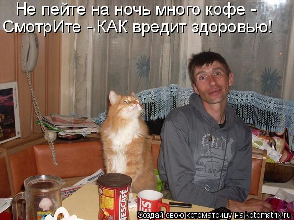 Не пейте на ночь много кофе - СмотрИте - КАК вредит здоровью!... Котоматрица: Не пейте на ночь много кофе - СмотрИте - КАК вредит здоровью!