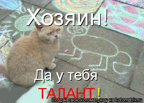 Хозяин! Да у тебя ТАЛАНТ !... Котоматрица: Хозяин! Да у тебя ТАЛАНТ !