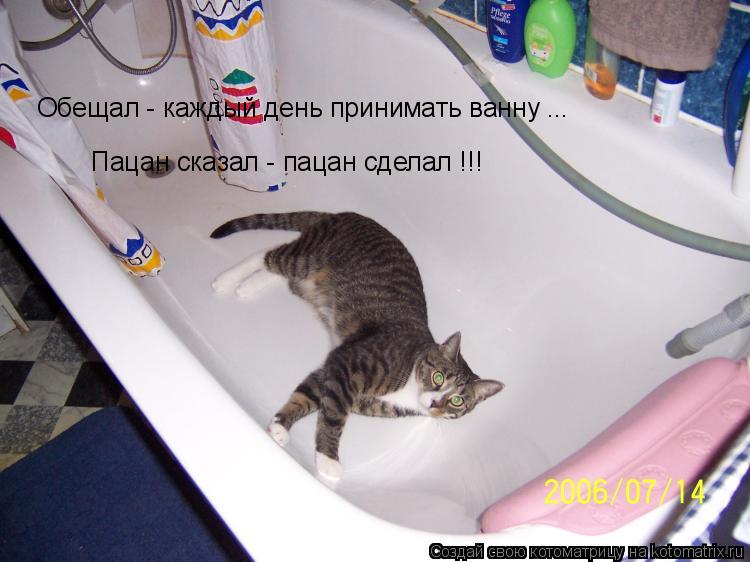Пацан сказал - пацан сделал !!! Обещал - каждый день принимать ванну ...... Котоматрица: Пацан сказал - пацан сделал !!! Обещал - каждый день принимать ванну ...