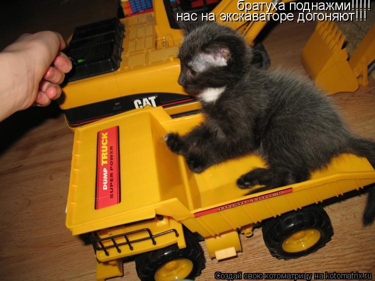 братуха поднажми!!!!! нас на экскаваторе догоняют!!!... Котоматрица: братуха поднажми!!!!! нас на экскаваторе догоняют!!!