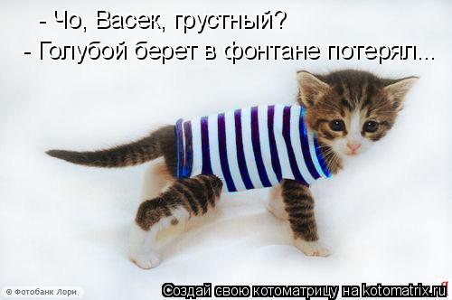 - Чо, Васек, грустный? - Голубой берет в фонтане потерял...... Котоматрица: - Чо, Васек, грустный? - Голубой берет в фонтане потерял...