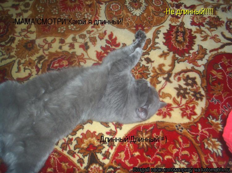 -Не длинный!!!!! -МАМА!СМОТРИ!Какой я длинный! -Длинный!Длинный!=)... Котоматрица: -Не длинный!!!!! -МАМА!СМОТРИ!Какой я длинный! -Длинный!Длинный!=)