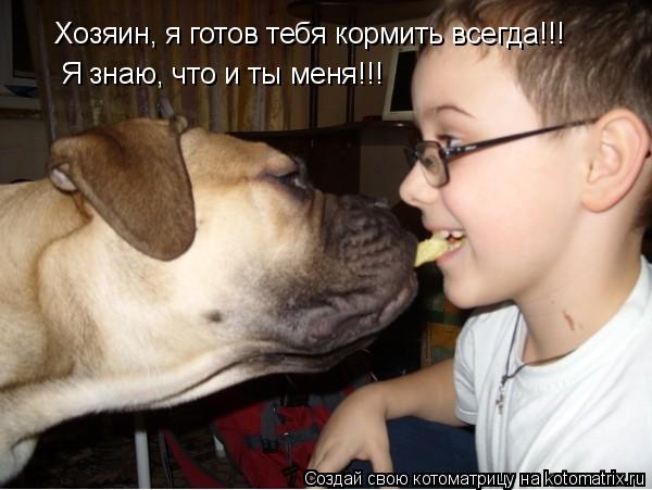 Котоматрица: Хозяин, я готов тебя кормить всегда!!! Я знаю, что и ты меня!!!