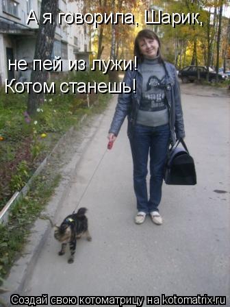 А я говорила, Шарик, не пей из лужи! Котом станешь!... Котоматрица: А я говорила, Шарик, не пей из лужи! Котом станешь!