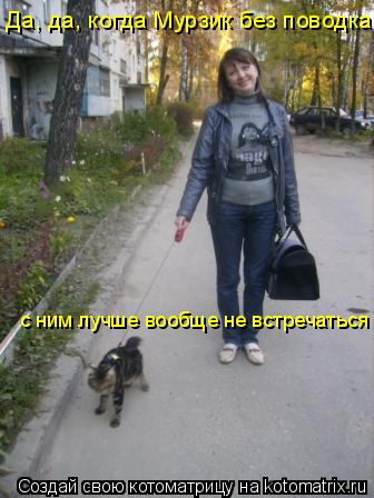 Да, да, когда Мурзик без поводка с ним лучше вообще не встречаться... Котоматрица: Да, да, когда Мурзик без поводка с ним лучше вообще не встречаться