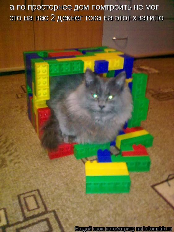 Котоматрица: а по просторнее дом помтроить не мог это на нас 2 декнег тока на этот хватило