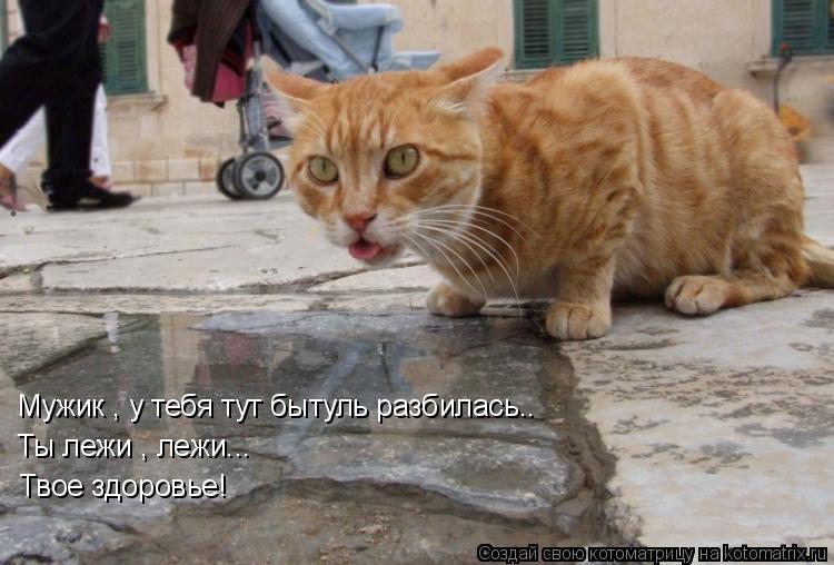 Мужик , у тебя тут бытуль разбилась.. Ты лежи , лежи... Твое здоровье!... Котоматрица: Мужик , у тебя тут бытуль разбилась.. Ты лежи , лежи... Твое здоровье!