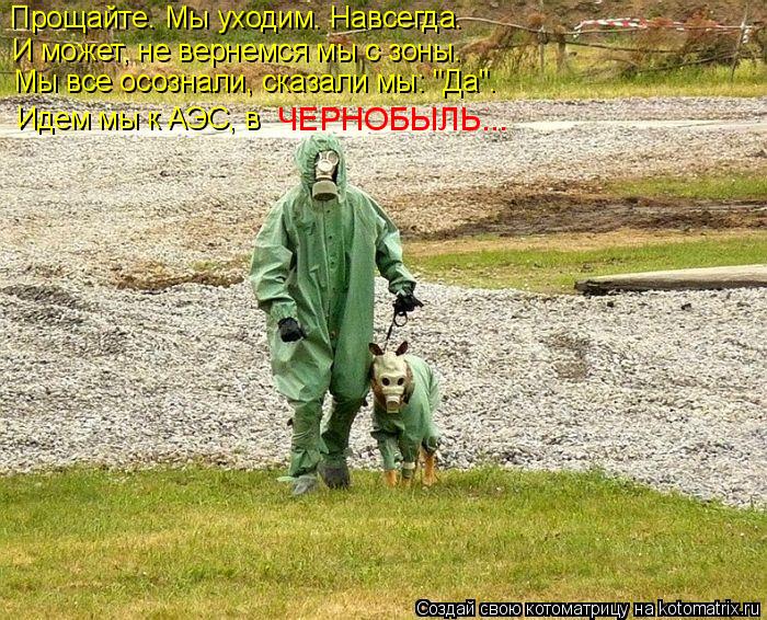 Котоматрица: Прощайте. Мы уходим. Навсегда. И может, не вернемся мы с зоны. Мы все осознали, сказали мы: "Да". Идем мы к АЭС, в ЧЕРНОБЫЛЬ...