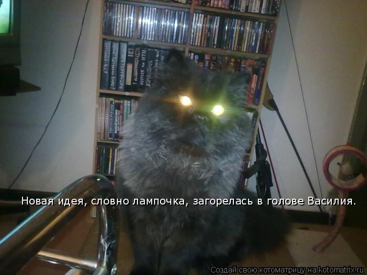Новая идея, словно лампочка, загорелась в голове Василия.... Котоматрица: Новая идея, словно лампочка, загорелась в голове Василия.