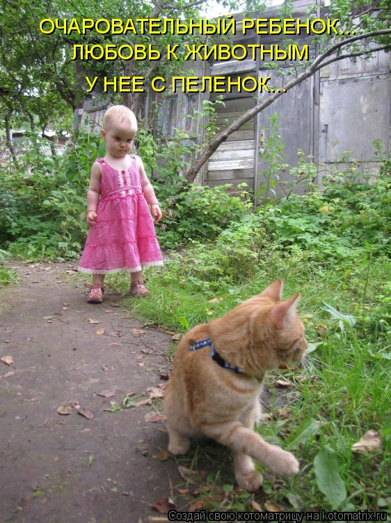 Котоматрица: ОЧАРОВАТЕЛЬНЫЙ РЕБЕНОК... ЛЮБОВЬ К ЖИВОТНЫМ У НЕЕ С ПЕЛЕНОК...