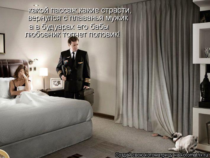 какой пассаж,какие страсти, вернулся с плаванья мужик а в будуарах его бабы любовник топчет половик!... Котоматрица: какой пассаж,какие страсти, вернулся с плаванья мужик а в будуарах его бабы любовник топчет половик!