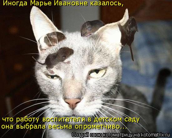Котоматрица: Иногда Марье Ивановне казалось, что работу воспитателя в детском саду она выбрала весьма опрометчиво...