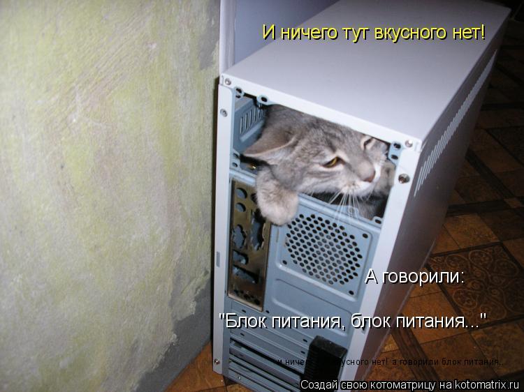 и ничего тут вкусного нет! а говорили блок питания...... Котоматрица: и ничего тут вкусного нет! а говорили блок питания...