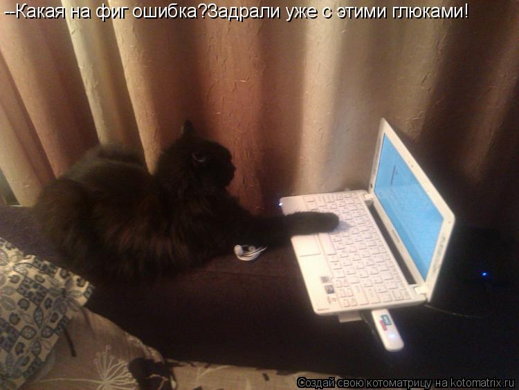 Котоматрица: --Какая на фиг ошибка?Задрали уже с этими глюками!