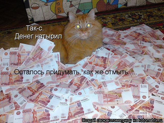 Так-с. Денег натырил Осталось придумать, как же отмыть........ Котоматрица: Так-с. Денег натырил Осталось придумать, как же отмыть.....