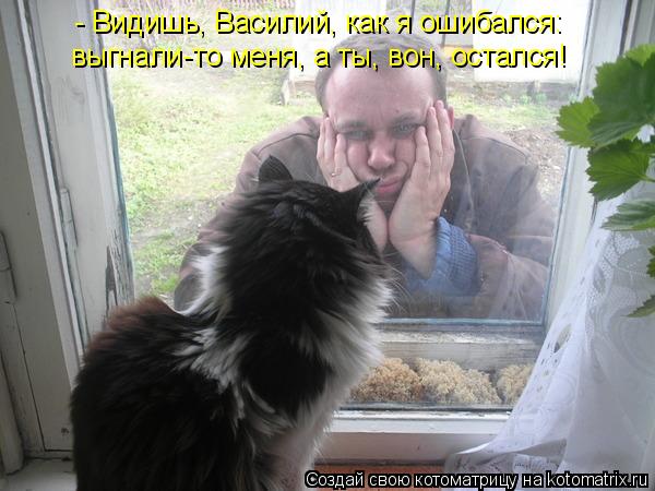 выгнали-то меня, а ты, вон, остался! - Видишь, Василий, как я ошибался:... Котоматрица: выгнали-то меня, а ты, вон, остался! - Видишь, Василий, как я ошибался:
