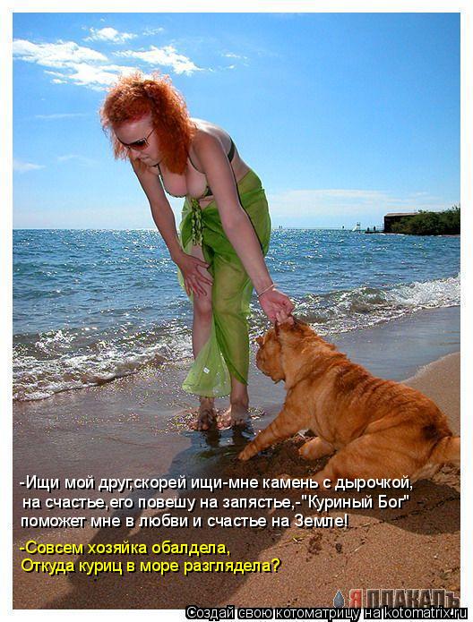 Котоматрица: -Ищи мой друг,скорей ищи-мне камень с дырочкой, на счастье,его повешу на запястье,-"Куриный Бог" поможет мне в любви и счастье на Земле! -Совсе