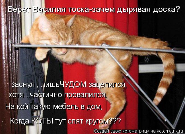 заснул , лишьЧУДОМ зацепился, хотя...частично провалился. Когда КОТЫ тут спят кругом??? На кой такую ... Котоматрица: заснул , лишьЧУДОМ зацепился, хотя...частично провалился. Когда КОТЫ тут спят кругом??? На кой такую мебель в дом, Берет Василия тоска-зачем д