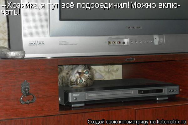 --Хозяйка,я тут всё подсоединил!Можно вклю- чать!... Котоматрица: --Хозяйка,я тут всё подсоединил!Можно вклю- чать!