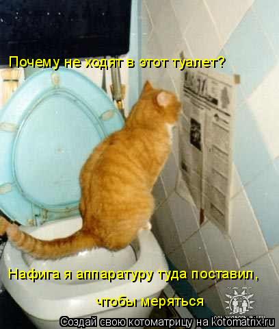 Котоматрица: Почему не ходят в этот туалет? Нафига я аппаратуру туда поставил, чтобы меряться