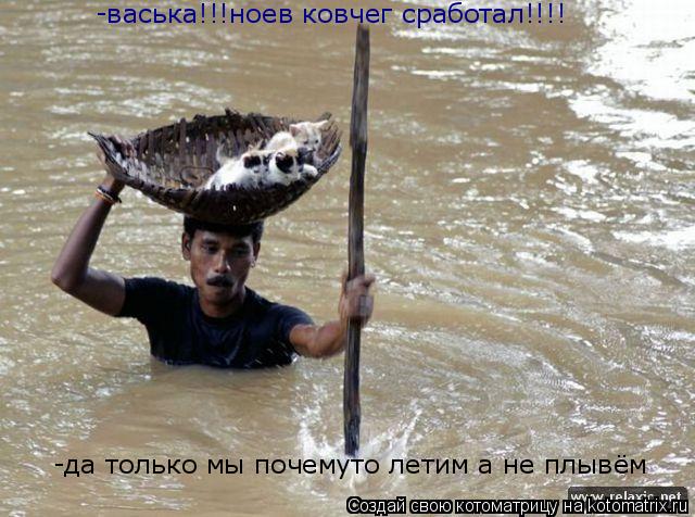 -васька!!!ноев ковчег сработал!!!! -да только мы почемуто летим а не плывём... Котоматрица: -васька!!!ноев ковчег сработал!!!! -да только мы почемуто летим а не плывём