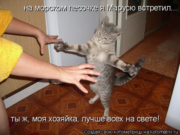 на морском песочке я Марусю встретил... ты ж, моя хозяйка, лучше всех на свете!... Котоматрица: на морском песочке я Марусю встретил... ты ж, моя хозяйка, лучше всех на свете!