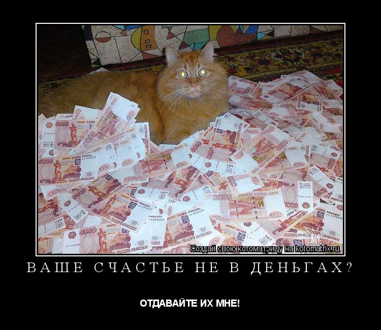 Котоматрица: ВАШЕ СЧАСТЬЕ НЕ В ДЕНЬГАХ? ОТДАВАЙТЕ ИХ МНЕ!