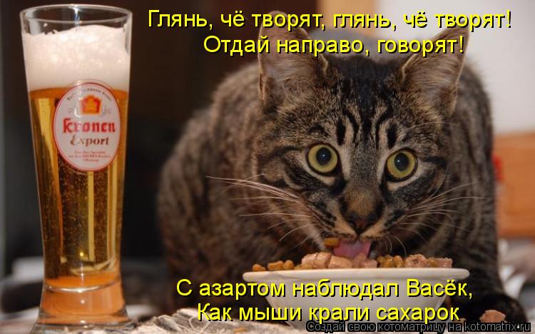 Глянь, чё творят, глянь, чё творят! Отдай направо, говорят! С азартом наблюдал Васёк, Как мыши крали ... Котоматрица: Глянь, чё творят, глянь, чё творят! Отдай направо, говорят! С азартом наблюдал Васёк, Как мыши крали сахарок