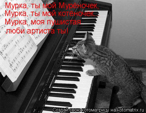 Котоматрица: Мурка, ты мой Мурёночек, Мурка, ты мой котёночек... Мурка, моя пушистая люби артиста ты!