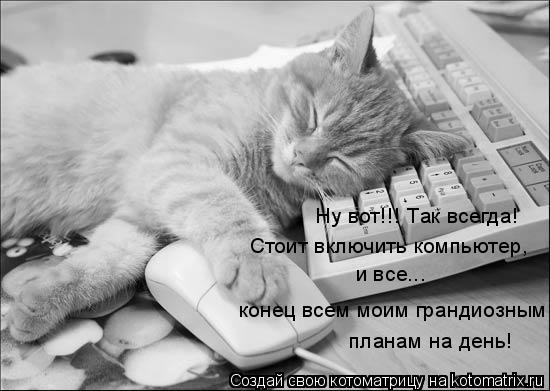 Ну вот!!! Так всегда! Стоит включить компьютер, и все... конец всем моим грандиозным планам на день!... Котоматрица: Ну вот!!! Так всегда! Стоит включить компьютер, и все... конец всем моим грандиозным планам на день!