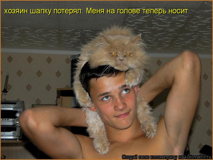 хозяин шапку потерял. Меня на голове теперь носит... Котоматрица: хозяин шапку потерял. Меня на голове теперь носит