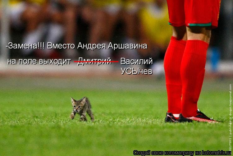 Котоматрица: -Замена!!! Вместо Андрея Аршавина на поле выходит   Дмитрий ________ Василий УСЫчев