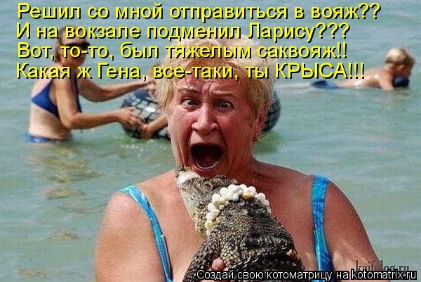 Решил со мной отправиться в вояж?? И на вокзале подменил Ларису??? Вот, то-то, был тяжелым саквояж!! ... Котоматрица: Решил со мной отправиться в вояж?? И на вокзале подменил Ларису??? Вот, то-то, был тяжелым саквояж!! Какая ж Гена, все-таки, ты КРЫСА!!!