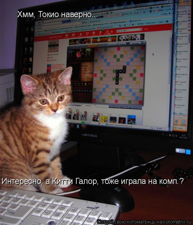 Котоматрица: Хмм, Токио наверно... Интересно, а Китти Галор, тоже играла на комп.?