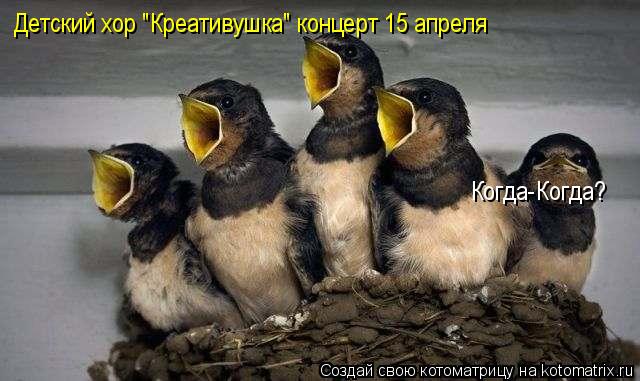 Детский хор "Креативушка" концерт 15 апреля Когда-Когда?... Котоматрица: Детский хор "Креативушка" концерт 15 апреля Когда-Когда?