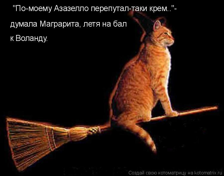Котоматрица: "По-моему Азазелло перепутал-таки крем.."- думала Маграрита, летя на бал к Воланду.