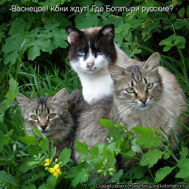 Котоматрица: -Васнецов! Кони ждут! Где Богатыри русские?