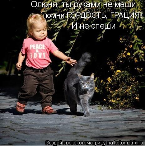 Котоматрица: помни ГОРДОСТЬ, ГРАЦИЯ! И не спеши! Олюня, ты руками не маши,