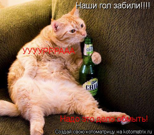 Котоматрица: Наши гол забили!!!! УУУУРРРААА Надо это дело обмыть!