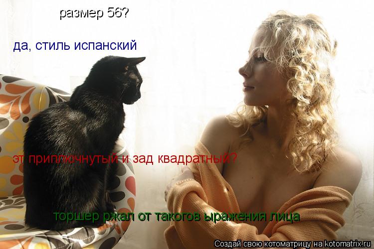 Котоматрица: размер 56? да, стиль испанский эт приплючнутый и зад квадратный? торшер ржал от такогов ыражения лица