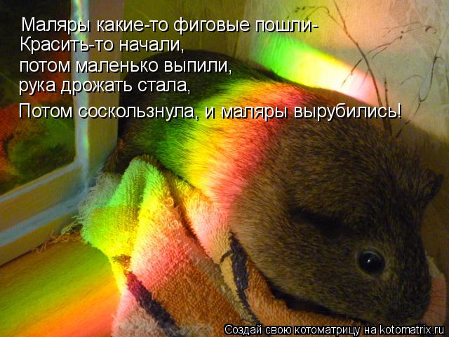 Маляры какие-то фиговые пошли- Красить-то начали, потом маленько выпили, рука дрожать стала, Потом со... Котоматрица: Маляры какие-то фиговые пошли- Красить-то начали, потом маленько выпили, рука дрожать стала, Потом соскользнула, и маляры вырубились!