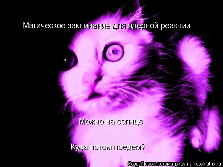 Магическое заклинание для ядерной реакции Можно на солнце Куда потом поедем?... Котоматрица: Магическое заклинание для ядерной реакции Можно на солнце Куда потом поедем?