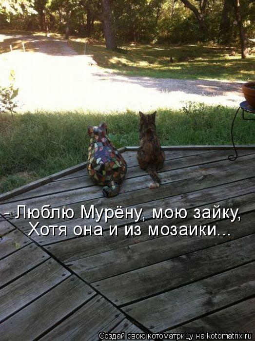 Котоматрица: - Люблю Мурёну, мою зайку, Хотя она и из мозаики...