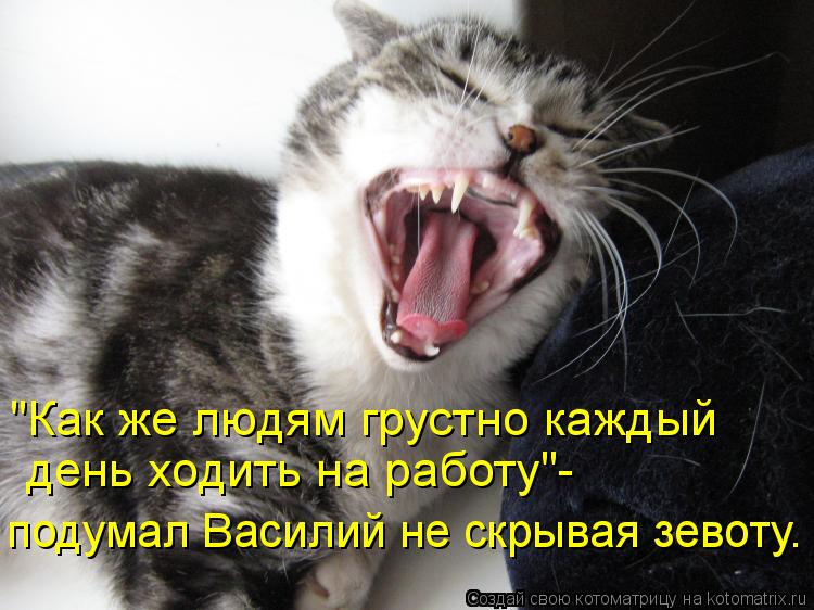 "Как же людям грустно каждый день ходить на работу"- подумал Василий не скрывая зевоту.... Котоматрица: "Как же людям грустно каждый день ходить на работу"- подумал Василий не скрывая зевоту.