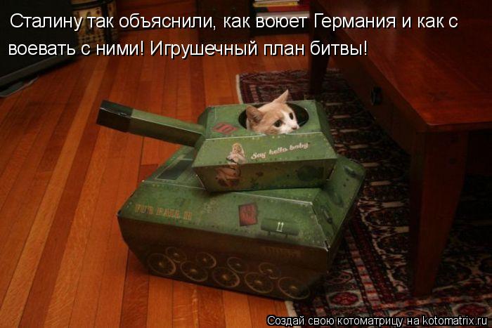 Котоматрица: Сталину так объяснили, как воюет Германия и как с воевать с ними! Игрушечный план битвы!
